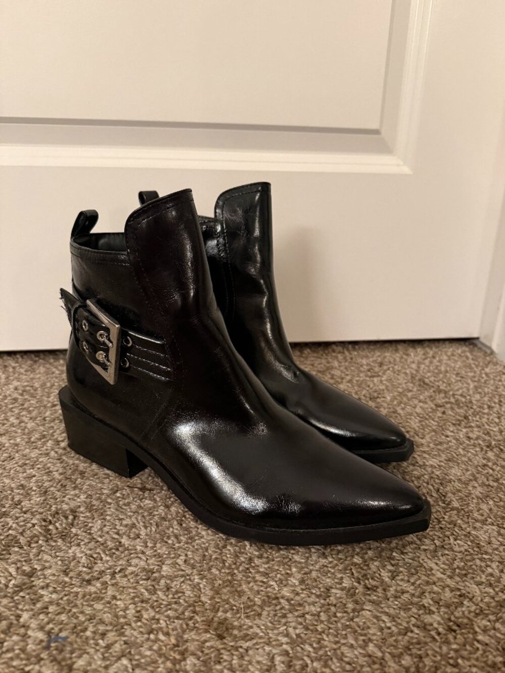 Wild Fable Black Pointed Toe Western Buckle Ankle Boots Size 10